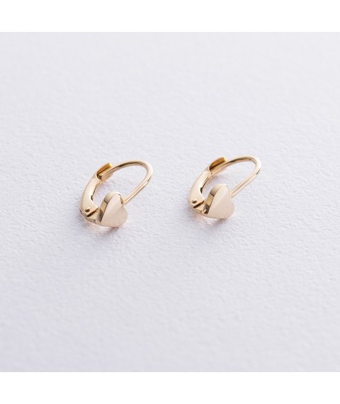 Gold children's earrings "Hearts" s05936 Onix