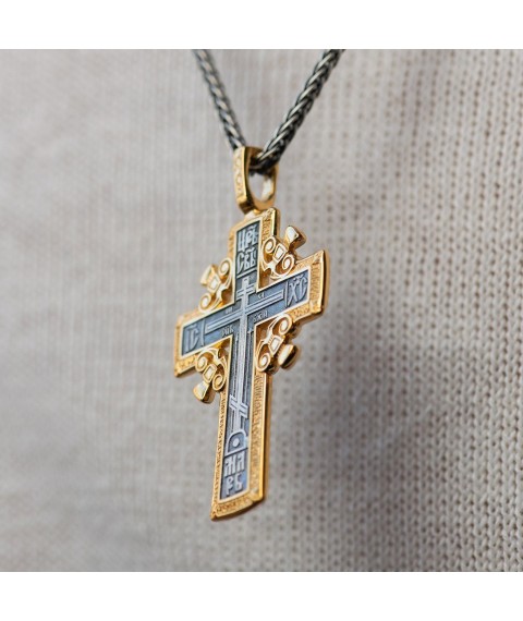 Срібний хрест з позолотою "Голгофський хрест" 131627 Онікс