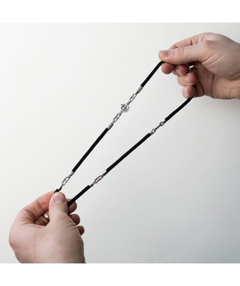 Silk cord with silver clasp Ш0036-4в/д4 Onix 50