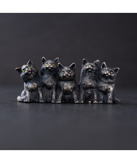 Handmade silver figure "Kittens" 23114 Onix
