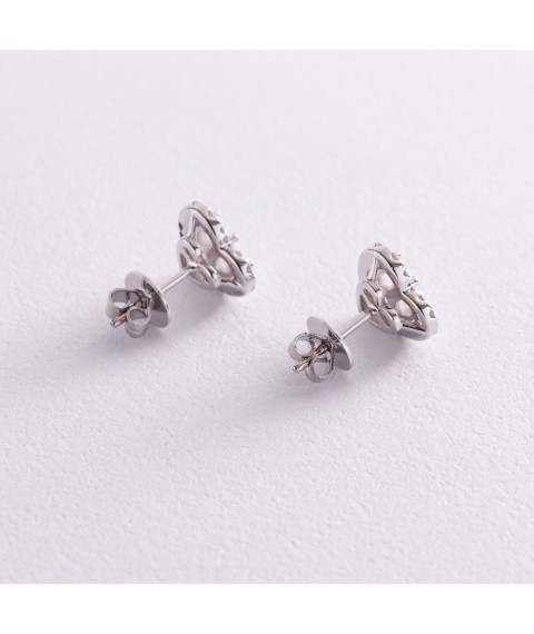 Gold earrings - studs "Hearts" with diamonds sb0364 Onyx