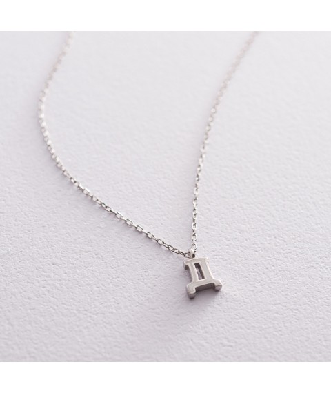 Серебряное колье с буквой Д 18962б Онікс  44