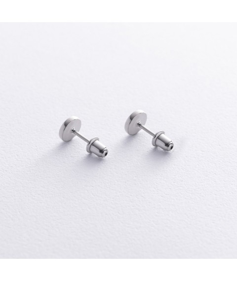 Silver earrings - studs "Love" 123112 Onyx