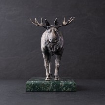 Handmade silver figure "Moose" 23149 Onyx