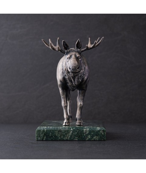 Handmade silver figure "Moose" 23149 Onyx