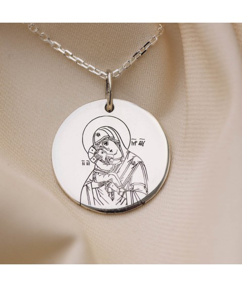 Серебряный кулон "Икона Божьей Матери с Иисусом" 132724бож Онікс