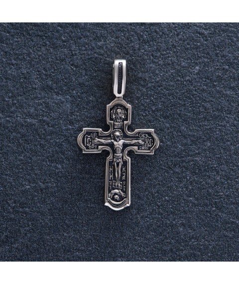 Крест "Распятие" в белом золоте п03890 Онікс