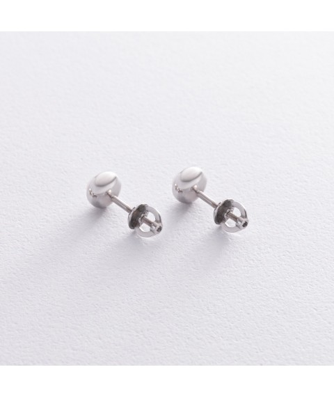 Earrings - studs with pearls (silver) 7070 Onyx
