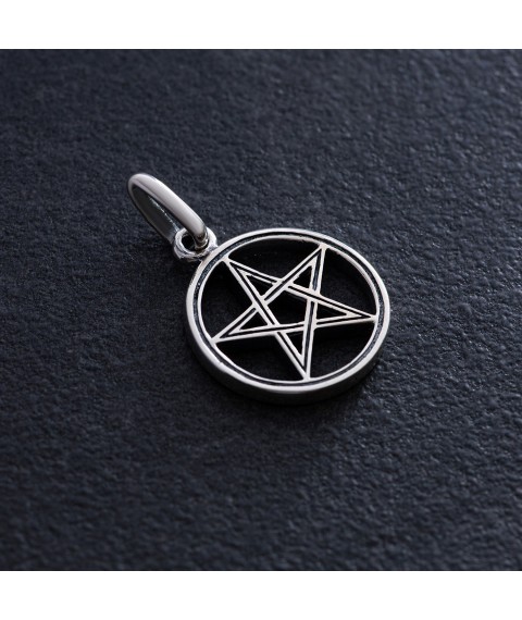 Silver pendant "Pentagram" 13979 Onyx