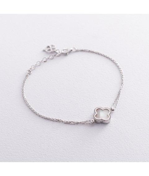 Bracelet "Clover" in white gold (mother of pearl) b04637 Onix 20