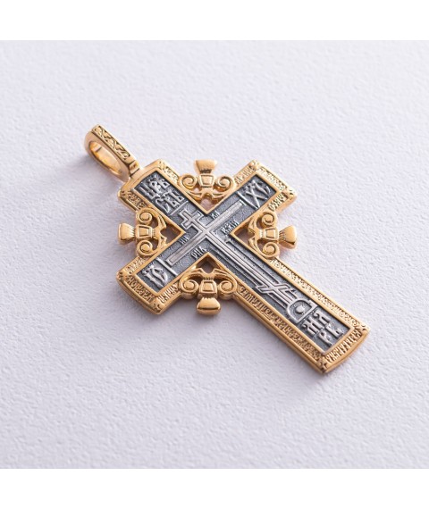 Silver cross with gold plated "Golgotha ​​cross" 131627 Onyx