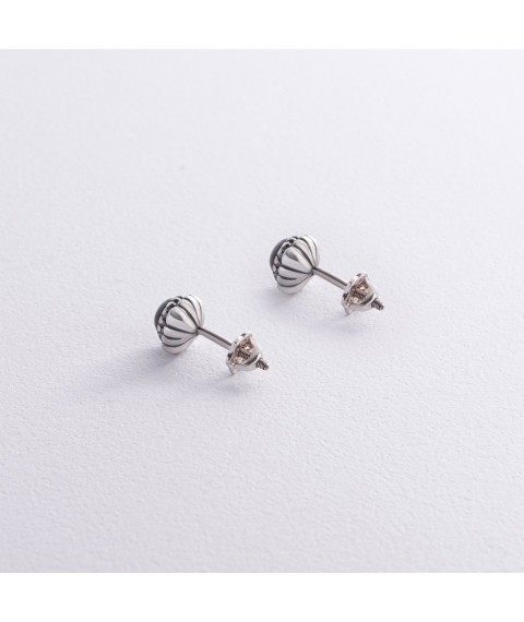 Silver earrings - studs (pyrope) 122178 Onyx