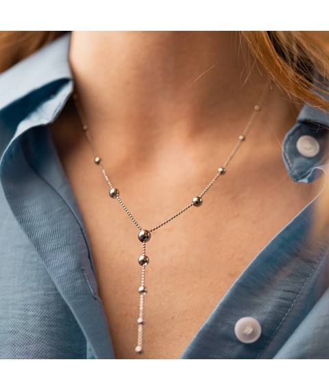 Silver necklace - tie "Balls" 181201 Onix 50