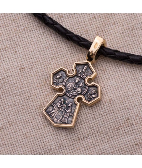 Silver cross "Lord Pantocrator. Icon of the Mother of God "Sedmiezernaya" 131457 Onyx