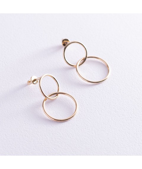Stud earrings "Rings" in yellow gold s06988 Onyx