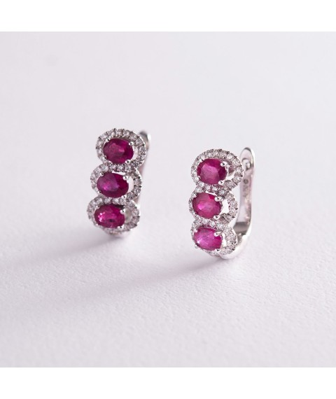 Gold earrings with diamonds and rubies sb02761 Onyx
