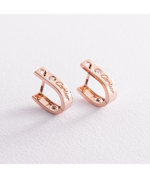 Gold earrings "Love" with cubic zirconia s07859 Onyx