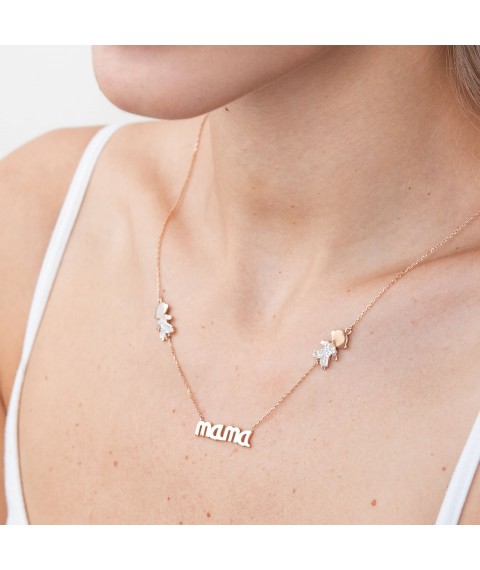 Gold necklace "Mom and boys" (cubic zirconia) count00996 Onix 45