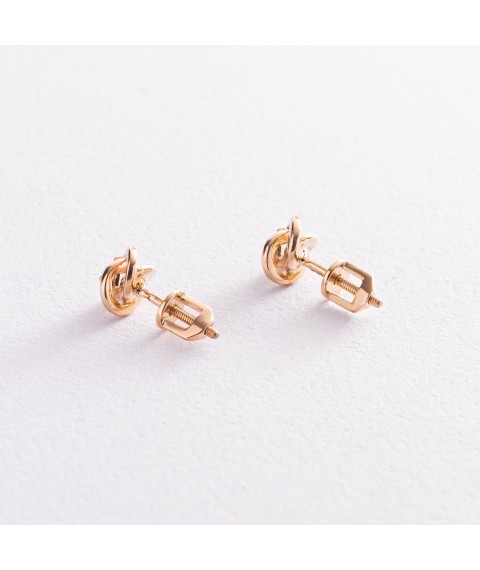 Gold earrings - studs with cubic zirconia s07701 Onyx