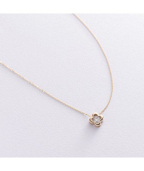 Necklace "Clover" in yellow gold (cubic zirconia) coll01126 Onix 40