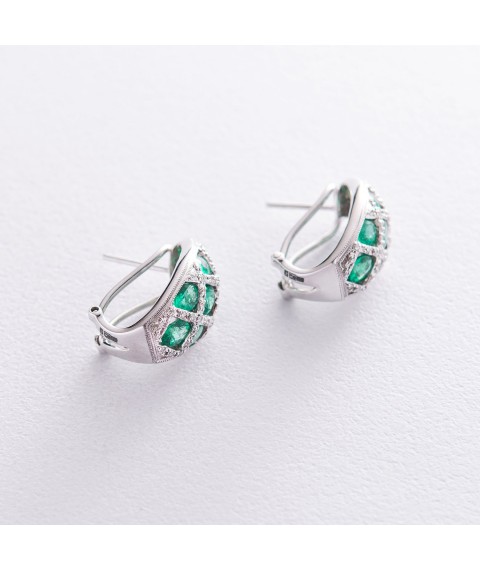 Gold earrings with emeralds and diamonds sb0245da Onyx