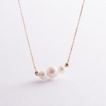 Necklace with balls and pearls (yellow gold) count02405 Onyx 45