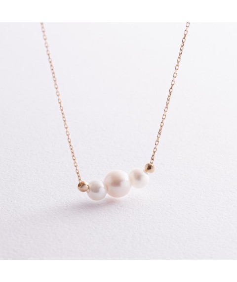 Necklace with balls and pearls (yellow gold) count02405 Onyx 45