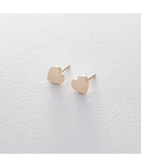 Gold earrings - studs "Hearts" s06192 Onyx