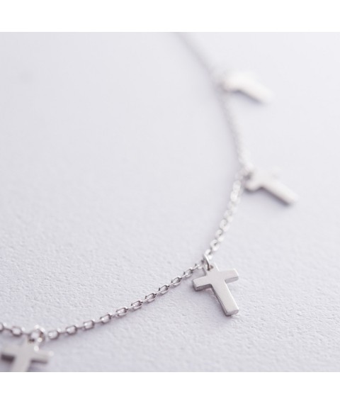 Silver necklace "Cross" 18950 Onyx 41