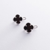 Gold earrings "Clover" with onyx s05818 Onyx