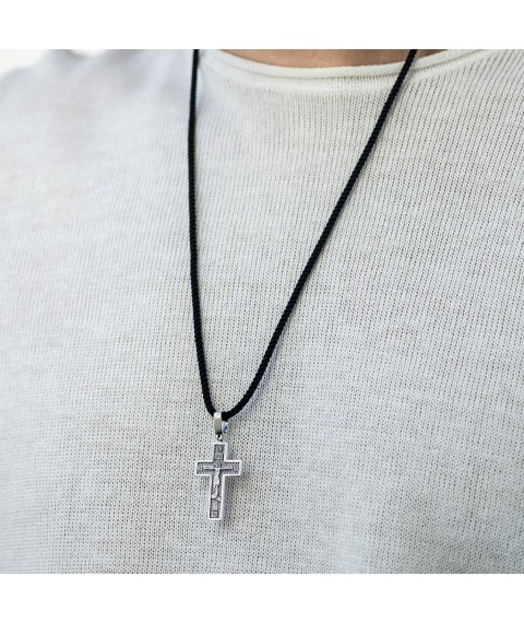 Silver cross "Crucifixion. Save and Preserve" (in Ukrainian) kdu-16 Onix