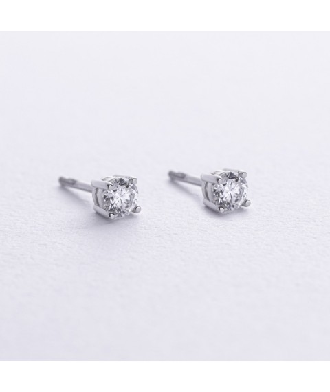 Earrings - studs with diamonds (white gold) 331401121 Onyx