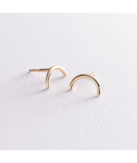 Earrings - studs "Arc" in yellow gold s07074 Onyx