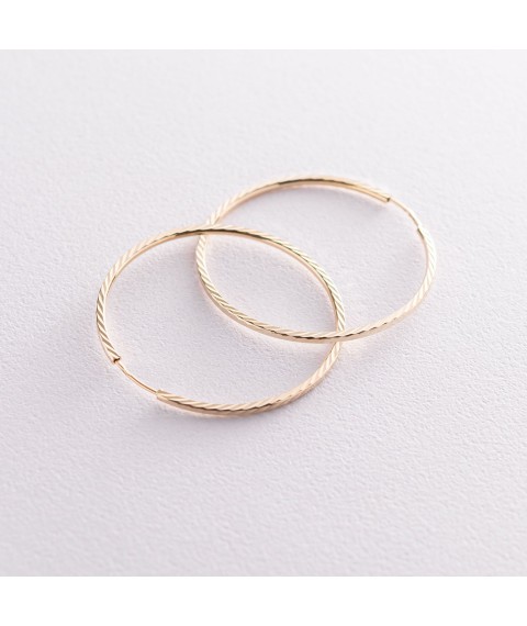 Серьги - кольца в желтом золоте (4.0 см) с07188 Онікс
