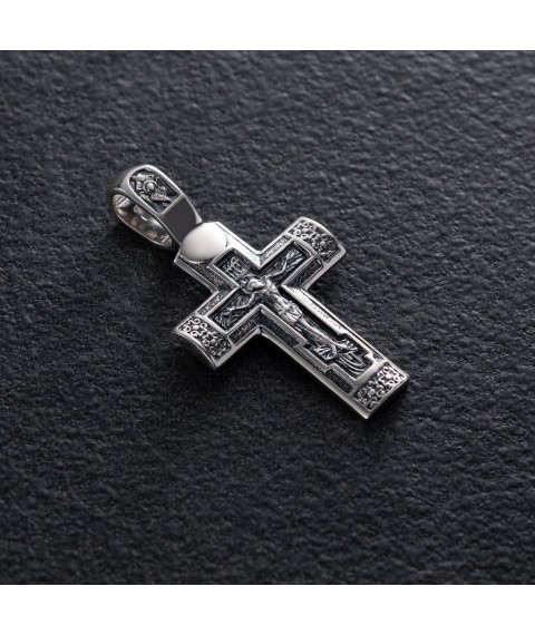 Серебряный крестик "Распятие. Молитва к Господу Иисусу Христу" (чернение) 131543 Онікс