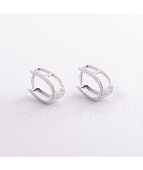 Earrings "Minimalism" in white gold s07986 Onyx
