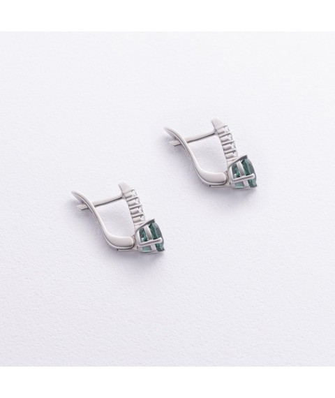 Серебряные серьги с кварцом и фианитами 2521/1р-QGR Онікс