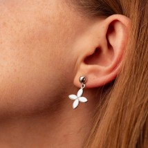 Earrings - studs "Clover" in silver 122878 Onyx