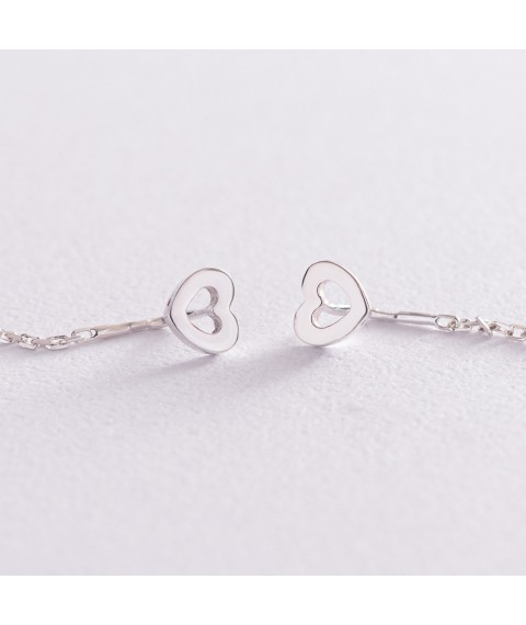 Silver earrings - broaches "Hearts" 123099 Onyx