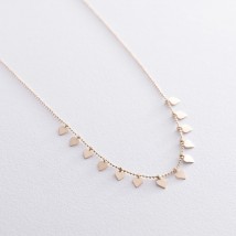 Necklace "Hearts" in yellow gold kol01406 Onyx 40