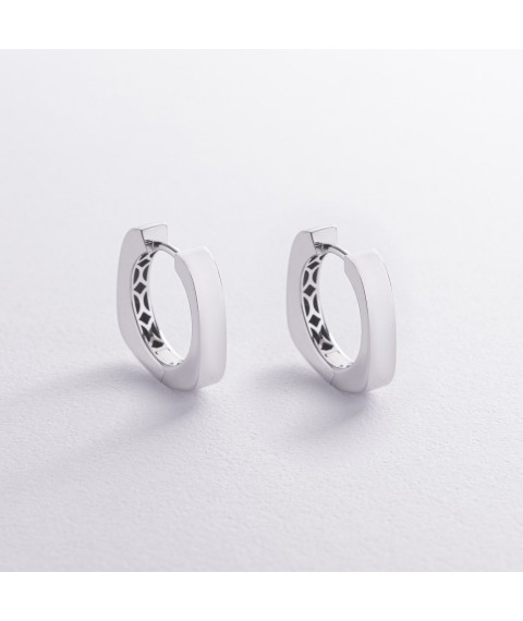 Earrings - rings "Nora" in white gold s09019 Onyx