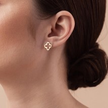 Earrings - studs "Clover" in yellow gold s06950 Onyx