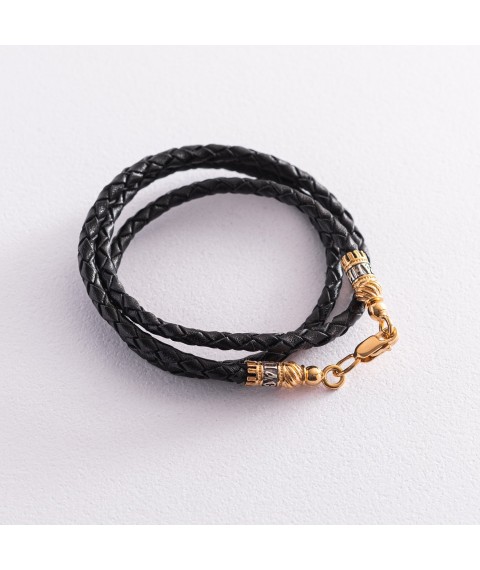 Leather cord "Save and Preserve" with silver gilded clasp (3mm) 18328 Onix 55