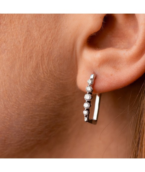 Gold earrings with diamonds sb0560ri Onyx