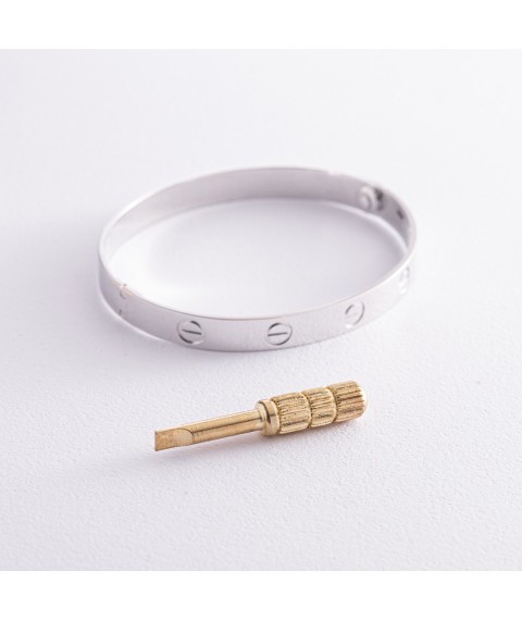 Жесткий браслет "Love" из белого золота (0.6 см) б03336 Онікс