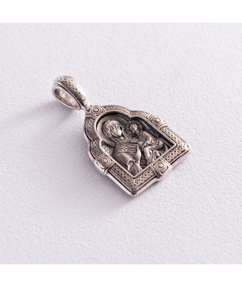 Silver amulet "Mother of God" 13355 Onyx