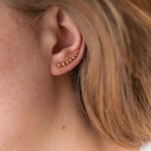 Gold earrings - climbers "Balls" s07917 Onix