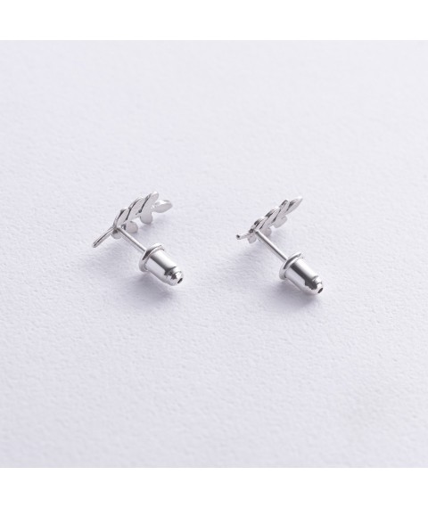 Silver earrings - studs "Twigs" 122691 Onyx
