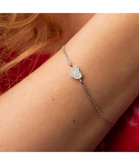 Bracelet "Heart" with diamonds (white gold) bb0048m Onix 19