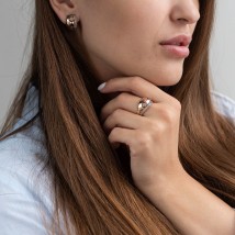 Gold earrings "Clover" (cubic zirconia) s06740 Onix